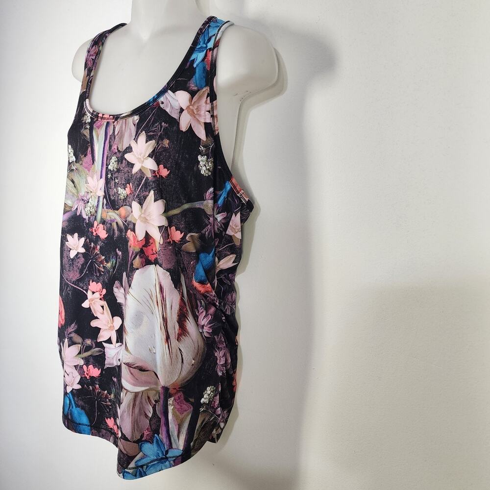 Calia by Carrie Underwood Tank Top Large Floral Print Racerback Ruching Sports - Picture 5 of 11